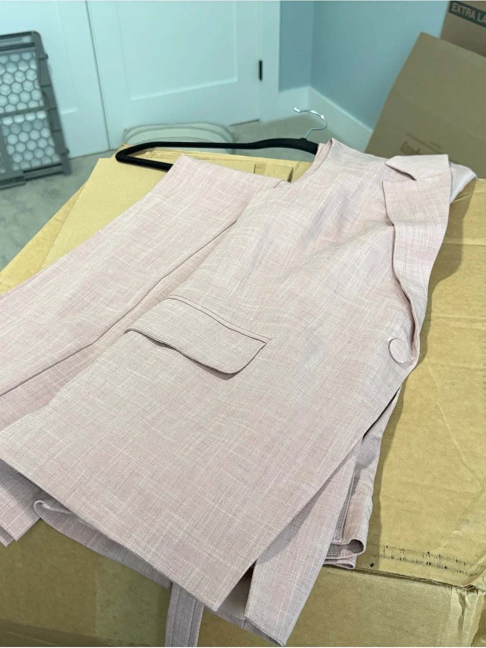 JustFab Sleeveless Blazer Vest & Slacks in Dusty Pink